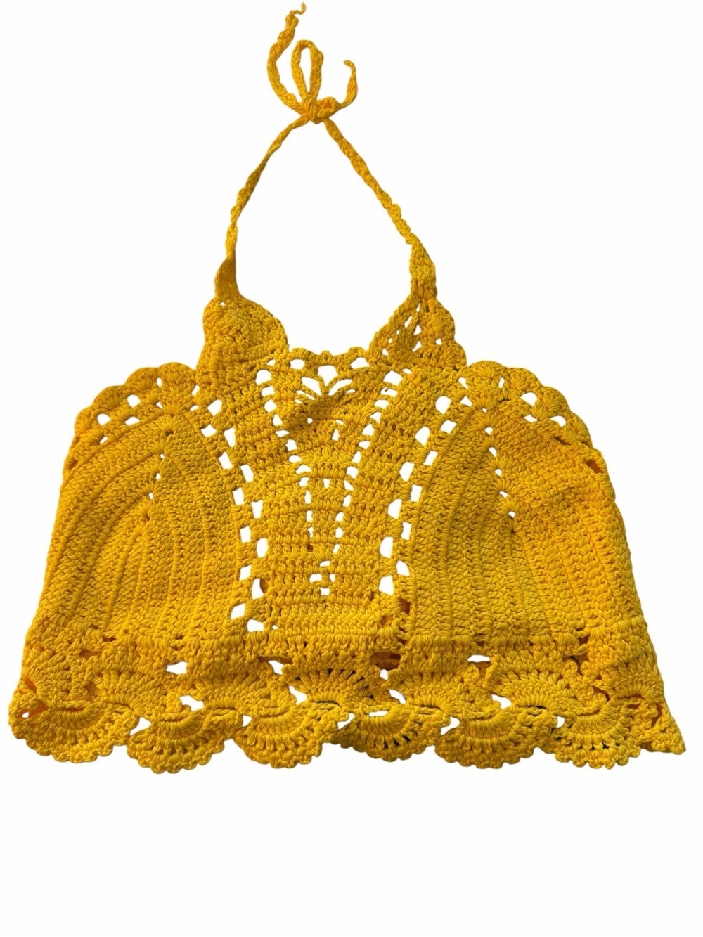 Hayden Yellow Crocheted Halter Top NWOT